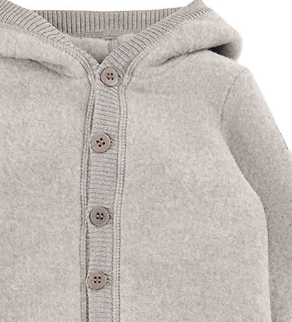 Mikk-Line Køredragt m. Hætte - Uld - Melange Offwhite