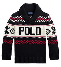 Polo Ralph Lauren Bluse - Strik - Holiday - Sort/Hvid m. Rød
