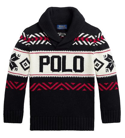 Polo Ralph Lauren Bluse - Strik - Holiday - Sort/Hvid m. Rød