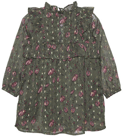 Creamie Kjole - Flower Dot - Olive Night
