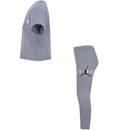 Jordan T-Shirt/Leggings - Gråmeleret m. Logo
