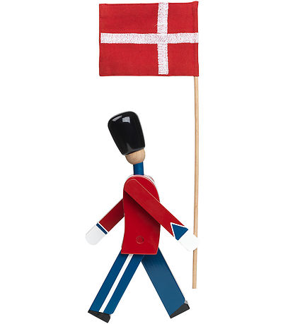 Kay Bojesen Træfigur - Fanebærer - 21 cm - Lille - Rød/Blå