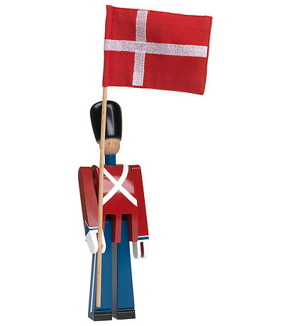 Kay Bojesen Træfigur - Fanebærer - 21 cm - Lille - Rød/Blå