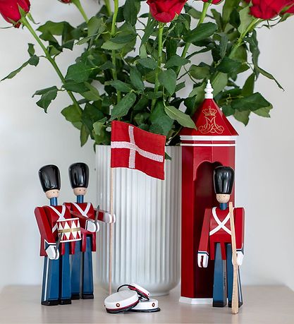 Kay Bojesen Træfigur - Fanebærer - 21 cm - Lille - Rød/Blå