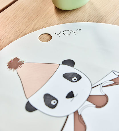 OYOY Dækkeserviet - Silikone - Panda Pompom - Offwhite