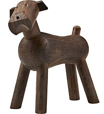 Kay Bojesen træfigur - Hund Tim - 8 cm - Røget Eg