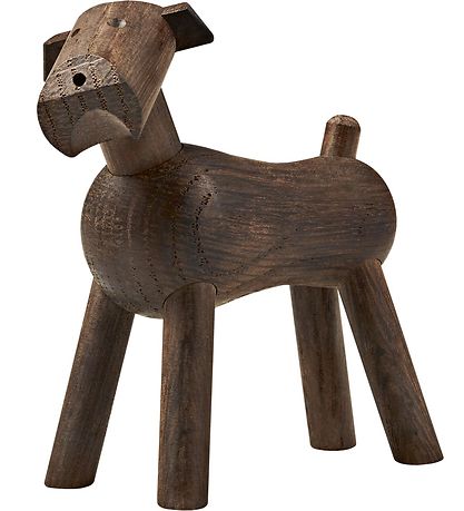 Kay Bojesen træfigur - Hund Tim - 8 cm - Røget Eg