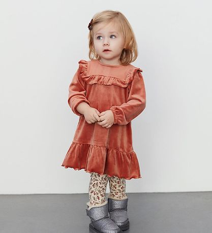 Petit by Sofie Schnoor Kjole - Velour - Dee - Rust Red