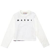 Marni Bluse - Hvid/Grøn/Lilla m. Blomster