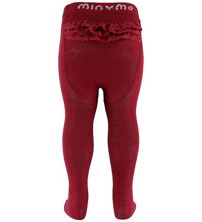 Minymo Strømpebukser m. Blonder - Rio Red