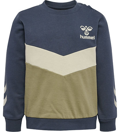 Hummel Sweatshirt - hmlSkye - Ombre Blue m. Støvet Armygrøn