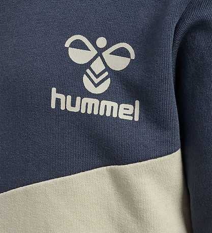 Hummel Sweatshirt - hmlSkye - Ombre Blue m. Støvet Armygrøn