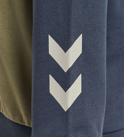 Hummel Sweatshirt - hmlSkye - Ombre Blue m. Støvet Armygrøn