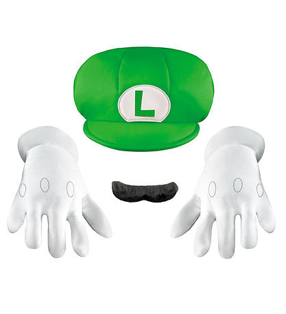 Disguise Udklædning - Luigi Hat m. Overskæg & Handsker