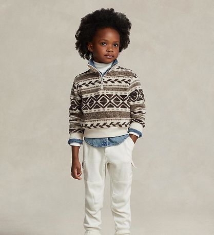 Polo Ralph Lauren Fleecetrøje - Holiday - Creme/Brun m. Mønster