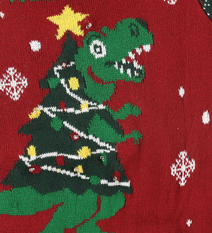 Jule-Sweaters Bluse m. Lys - The Tree-REX Sweater - Rød/Grøn
