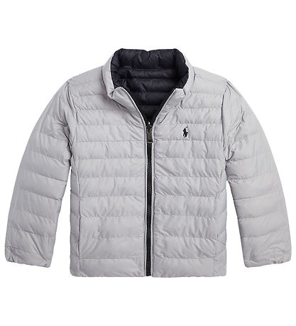 Polo Ralph Lauren Dynejakke - Vendbar - Sort/Grå