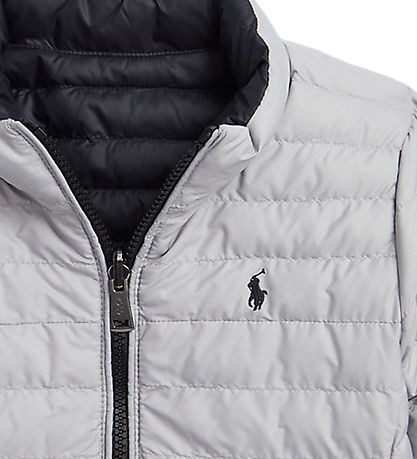 Polo Ralph Lauren Dynejakke - Vendbar - Sort/Grå