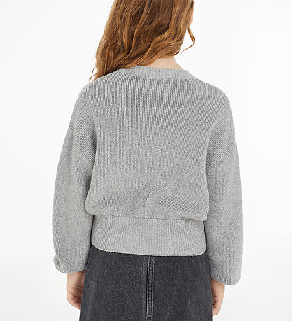 Calvin Klein Bluse - Cropped - Strik - Festive Lurex - Gråmelere