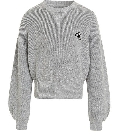 Calvin Klein Bluse - Cropped - Strik - Festive Lurex - Gråmelere