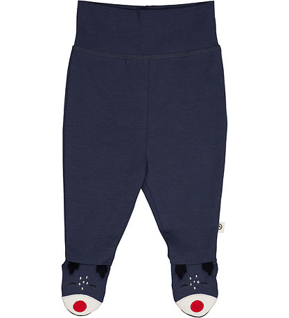 Müsli Bukser m. Fødder - Santa - Night Blue 