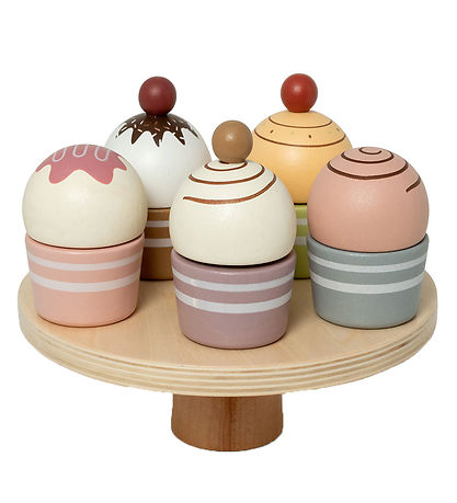 MaMaMeMo Legemad - Cupcakes På Kagefad - Træ 