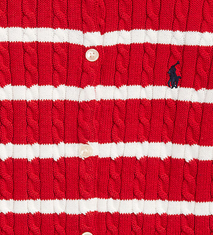 Polo Ralph Lauren Cardigan - Strik - Rød/Hvidstribet