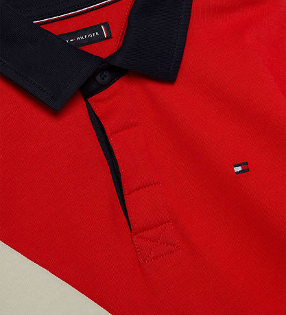 Tommy Hilfiger Polobluse - Colorblock Rugby - Rød/Hvid