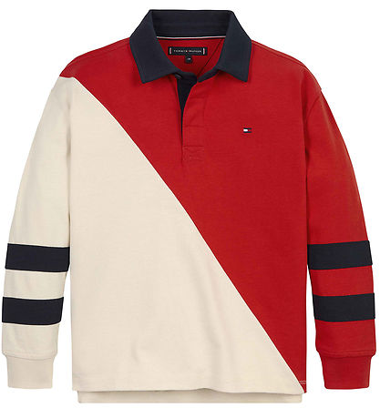 Tommy Hilfiger Polobluse - Colorblock Rugby - Rød/Hvid