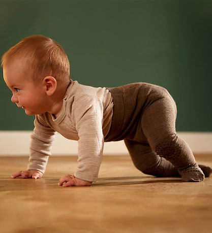 GoBabyGo Kravlestrømpebukser - Uld - Brown Melange