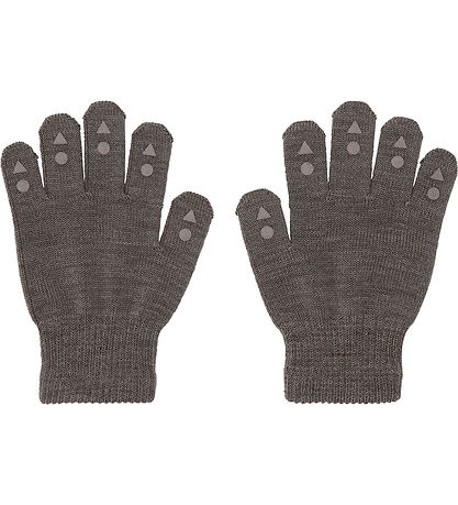 GoBabyGo Handsker - Strik - Uld - Brown Melange m. Dupper