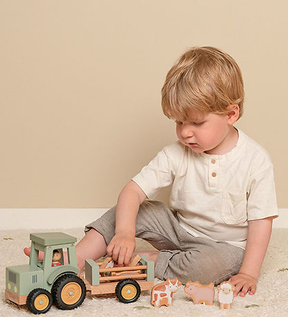 Little Dutch Traktor m. Trailer - Træ - Little Farm