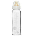 Hevea Sutteflaske - 240 ml - Glas/Naturgummi - Hvid