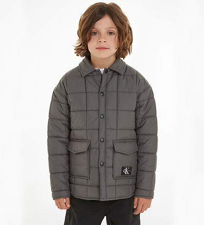 Calvin Klein Termojakke - Quilted Badge - Mørkegrå