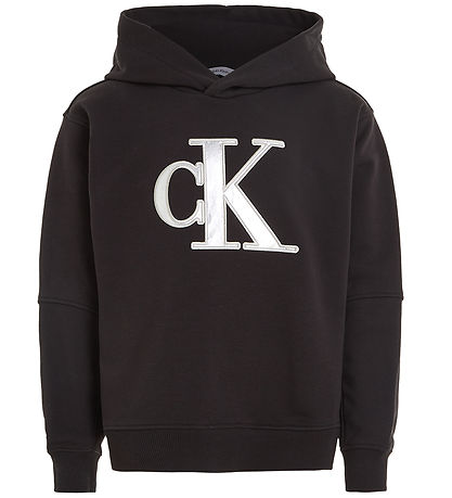 Calvin Klein Hættetrøje - Metallic Satin Monogram - Sort m. Sølv