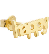 Design Letters Ørering - 1 stk. - HAPPY - 18K Guldbelagt