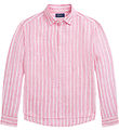 Polo Ralph Lauren Skjorte - Lismore - Hør - Pink/Hvidstribet