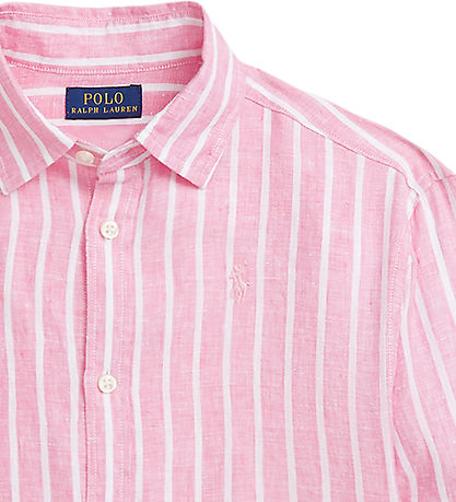 Polo Ralph Lauren Skjorte - Lismore - Hør - Pink/Hvidstribet