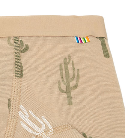 Joha Boxershorts - Uld/Silke - Beige m. Kaktus