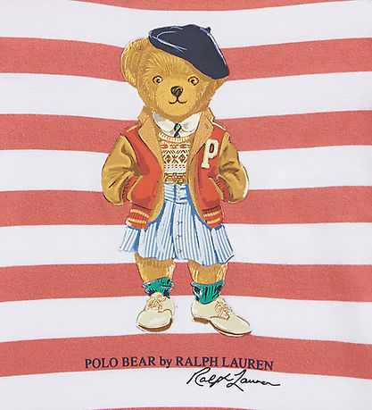 Polo Ralph Lauren Body k/æ - Rød/Hvidstribet m. Bamse
