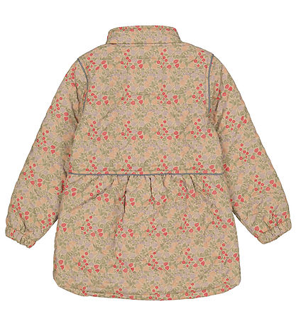 Mikk-Line Termojakke - Warm Taupe m. Blomster