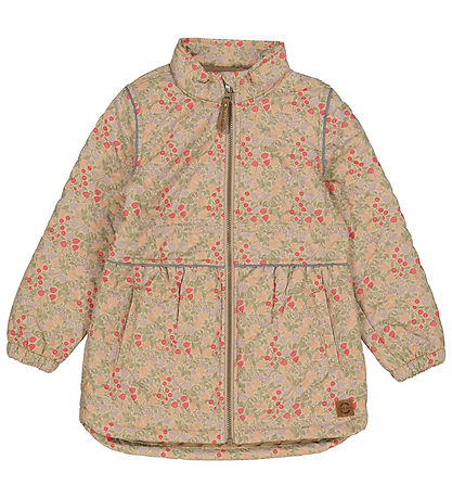 Mikk-Line Termojakke - Warm Taupe m. Blomster