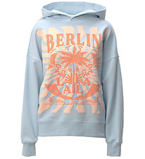 Lala Berlin Hættetrøje - Irina - Sunset Palm Cashmere Blue