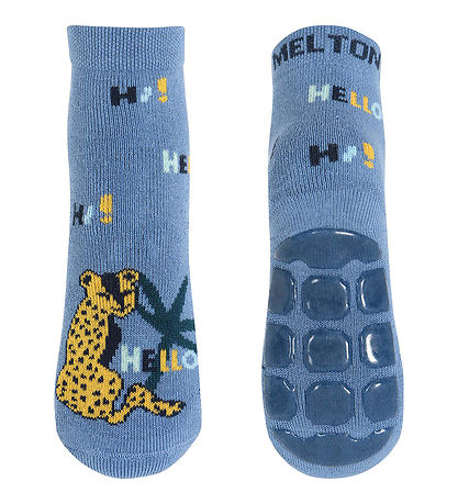 Melton Strømper m. Antiskrid - Let's Go - Denim Blue