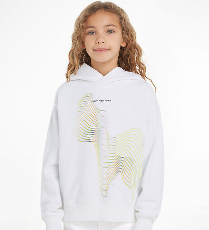 Calvin Klein Hættetrøje - Minimal Graphic - Bright White