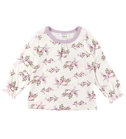 Joha Nattøj - Bambus - Off White/Lilla m. Papegøje