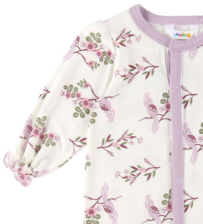 Joha Natdragt - Bambus - Off White/Lilla m. Papegøje