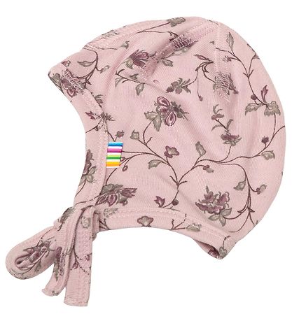 Joha Babyhjelm - Bambus - Støvet Rosa m. Blomster