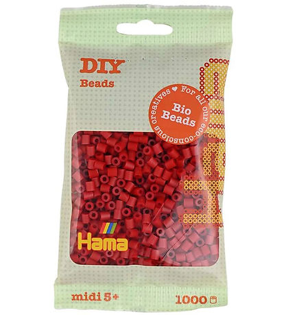 Hama Bio Midi Perler - 1000 stk. - 22 Mørkerød