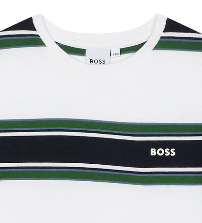 BOSS T-shirt - Hvid/Navystribet m. Grøn